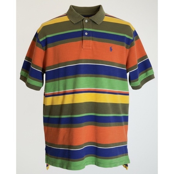 Polo Ralph Lauren Striped Mesh Polo Shirt Mens 90's XXL Multicolor - Picture 12 of 12